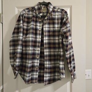 St. John's Bay Men's Plaid Button-Down Shirt - White, Blue, Brown